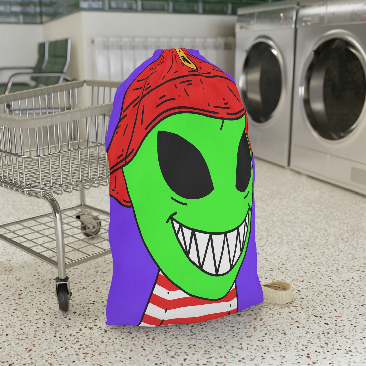 Alien Character Cartoon Big Smile Laundry Bag