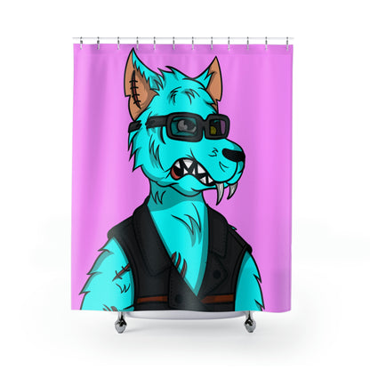 Lobo Aqua Agua Lobo Azul Cyborg Cortinas De Ducha 