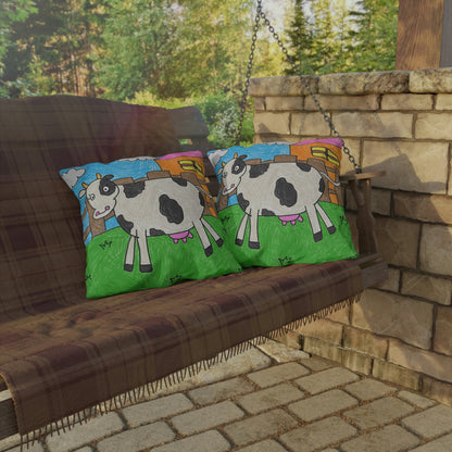 Cow Moo Farm Barn 動物キャラクター 屋外用枕