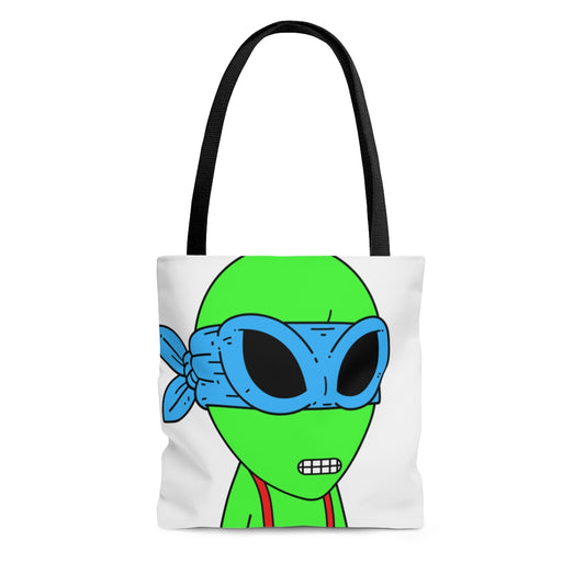 Green Alien Blue Ninja Mask Tirantes rojos Visitante AOP Bolsa de tela 