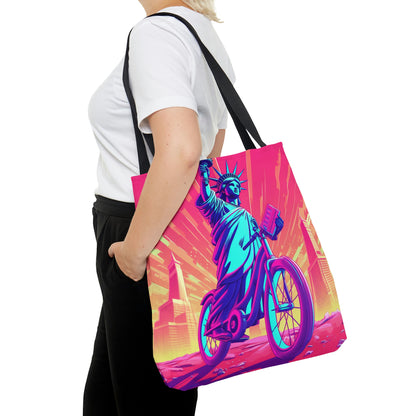 Statue of Liberty USA Bike Rider Graphic Tote Bag (AOP)