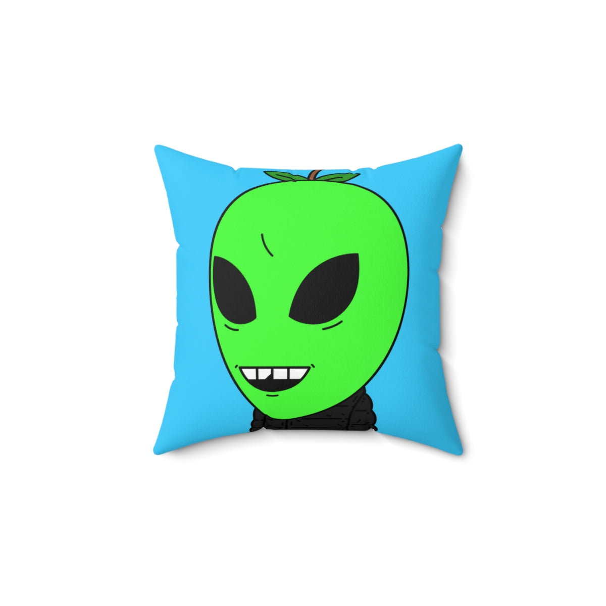 Green Apple Chipped tooth Visitor Smiling Spun Polyester Square Pillow