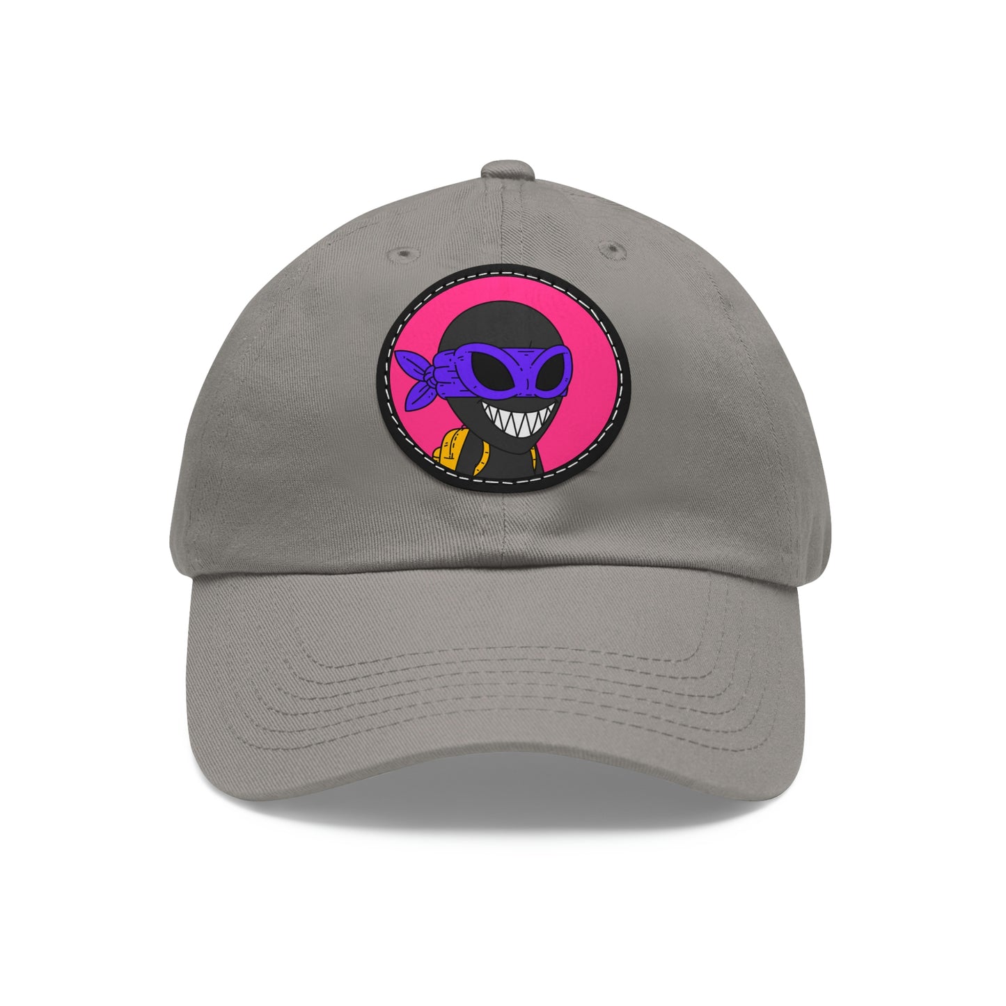 Dark Ninja Warrior Alien Visitor Dad Hat with Leather Patch (Round)