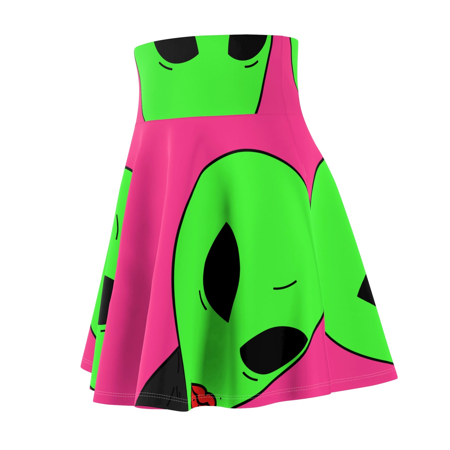 8 Ball Green Alien Lipstick Visitor Women's Skater Skirt