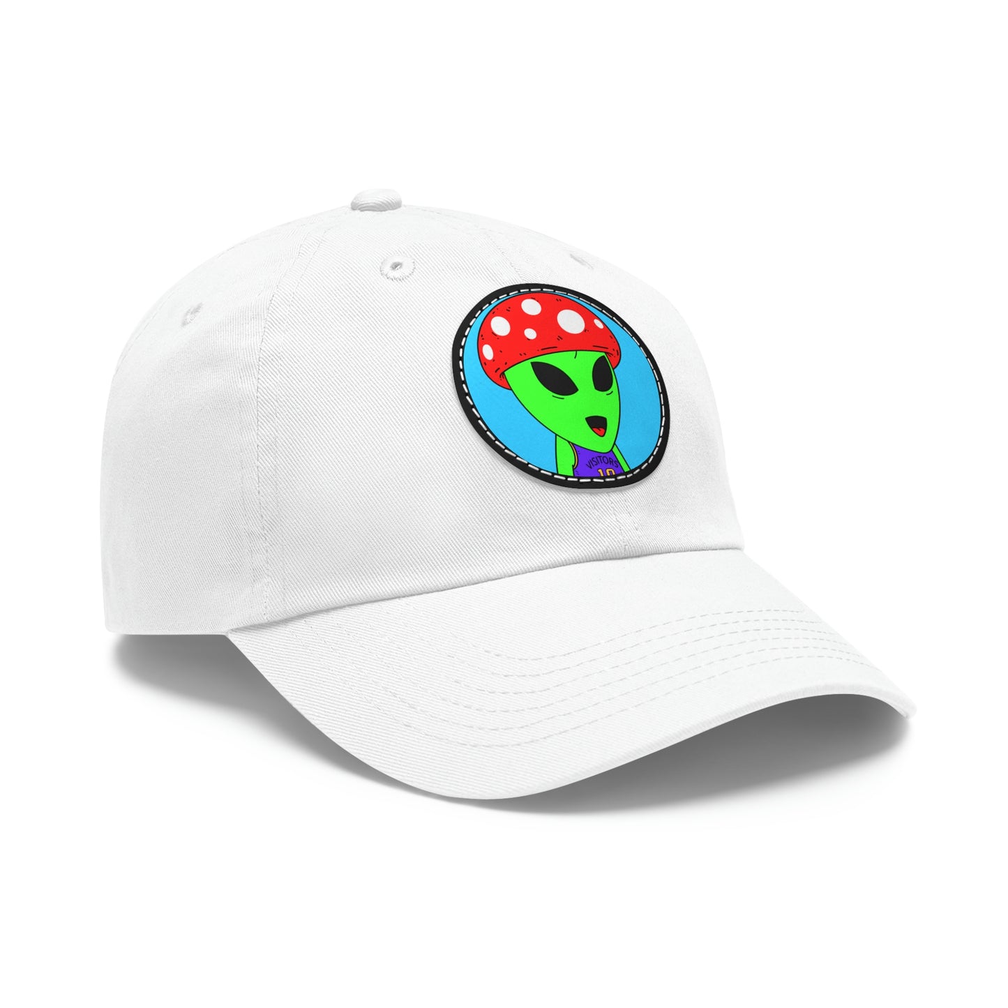 Healthy Sport Jersey Mushroom Alien Dad Hat with Leather Patch (Round)