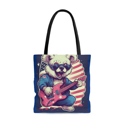 Rock and Roll Independence: Patriotism Patriotic Bear's Guitar Tote Bag (AOP)