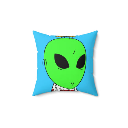 Angel Halo Green Visitor V Face Visi Jersey Spun Polyester Square Pillow