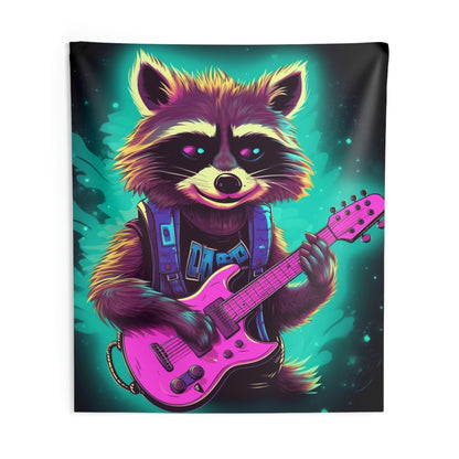 Raccoon Guitar Music Player Furry Animal Rock Star Indoor Wall Tapestries