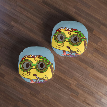 Bike Ride Scooter Taco Tufted Floor Pillow, Round