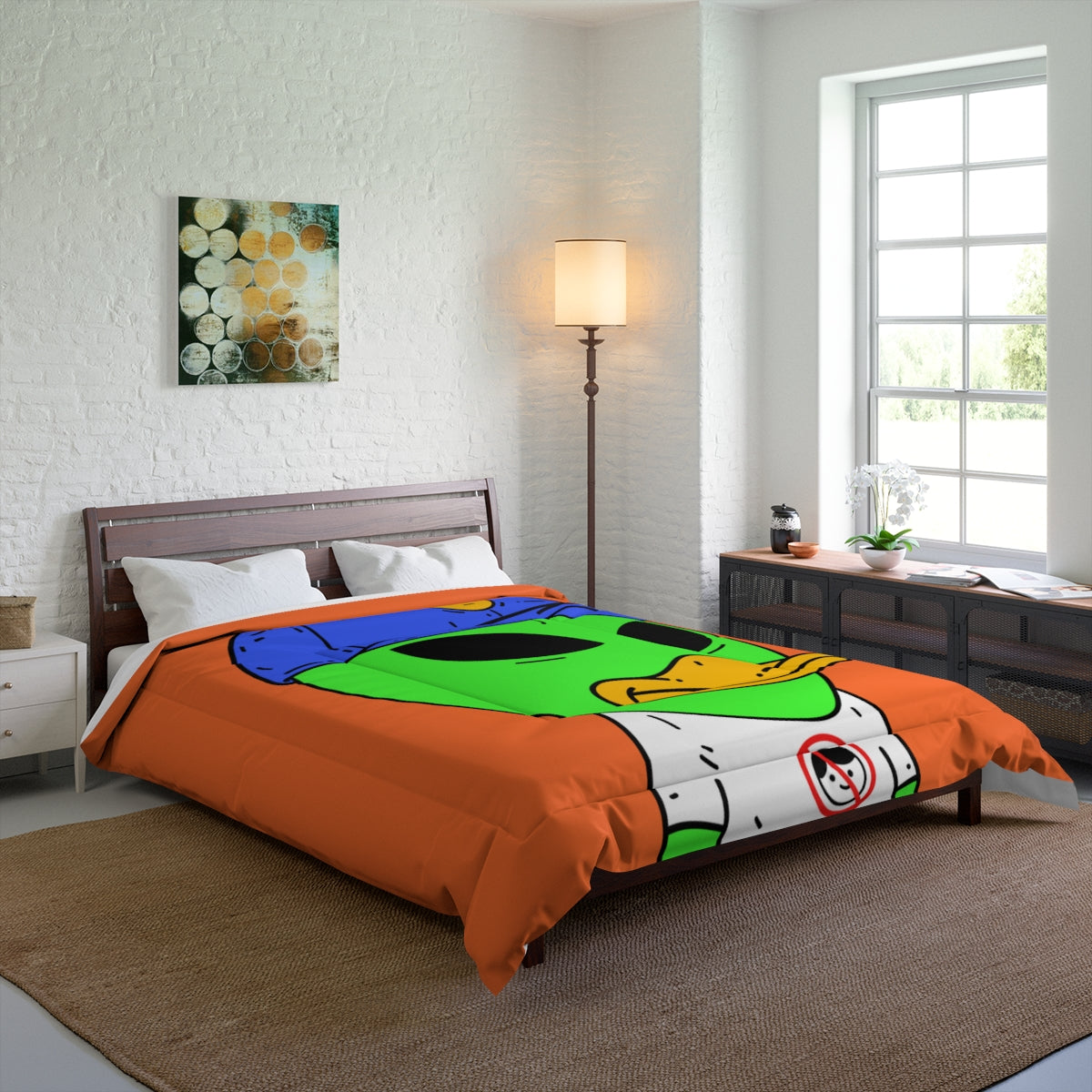 Anti Human Duck Visitor Green Alien Bed Comforter