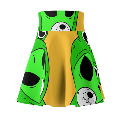 Frog Alien Visitor Women's Skater Skirt (AOP)