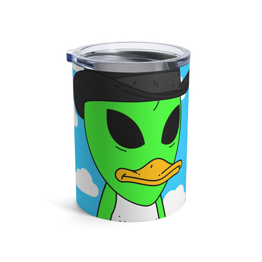 Visitor Green Alien Duck Black Top Hat Tumbler 10oz