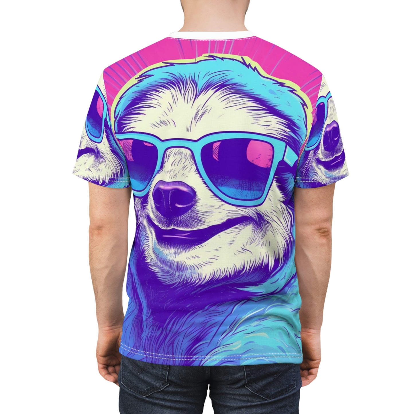 Space Sloth Retro Animal Style Unisex Cut & Sew Tee (AOP)