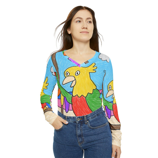 Animal Lover Parrot Perfect Gift for Parrot Owners Women's Long Sleeve V-neck Shirt