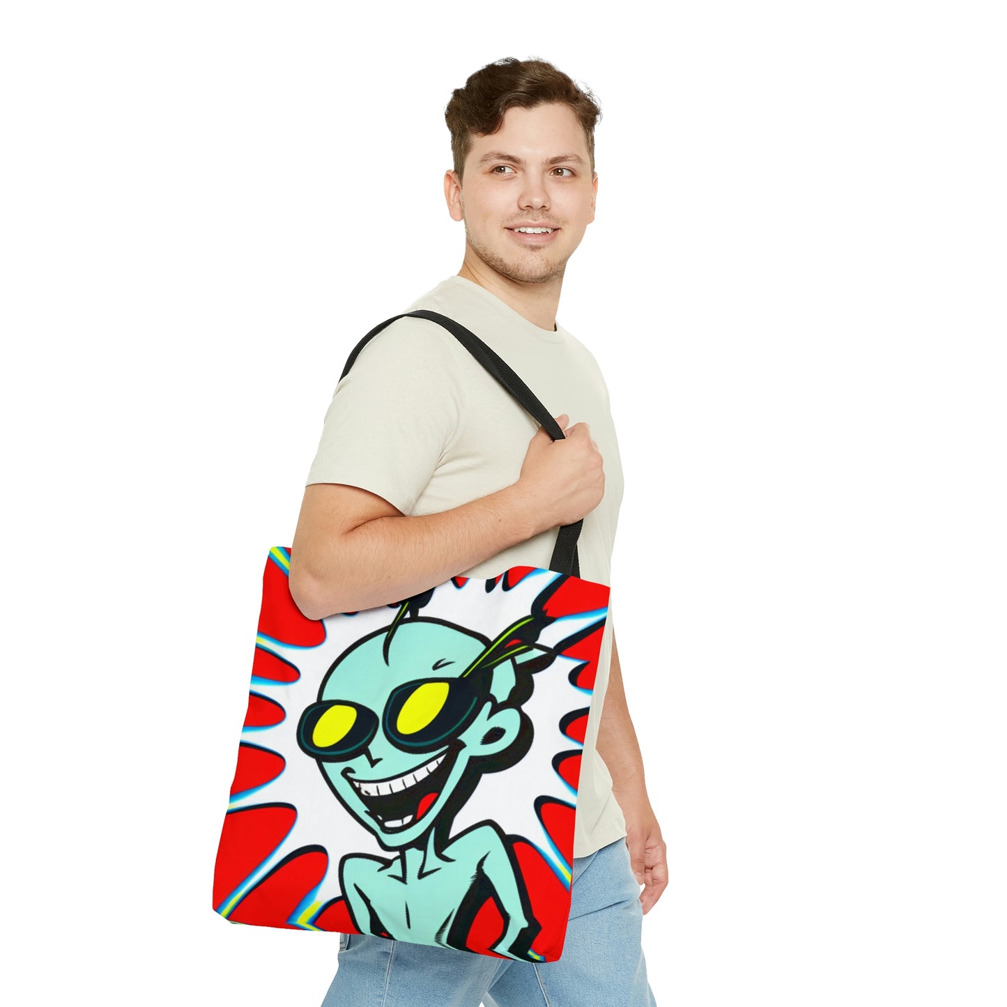 Alien Cartoon Happy Style Pop Culture Tote Bag (AOP)