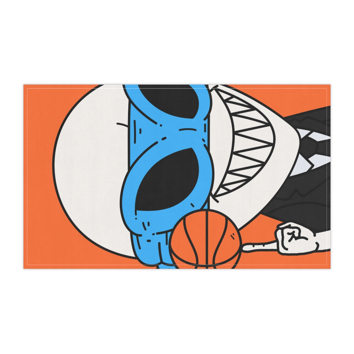 Alien BBall Sport Ninja Mask Big Smile Teeth Game Player Naranja Baloncesto Toalla de cocina 