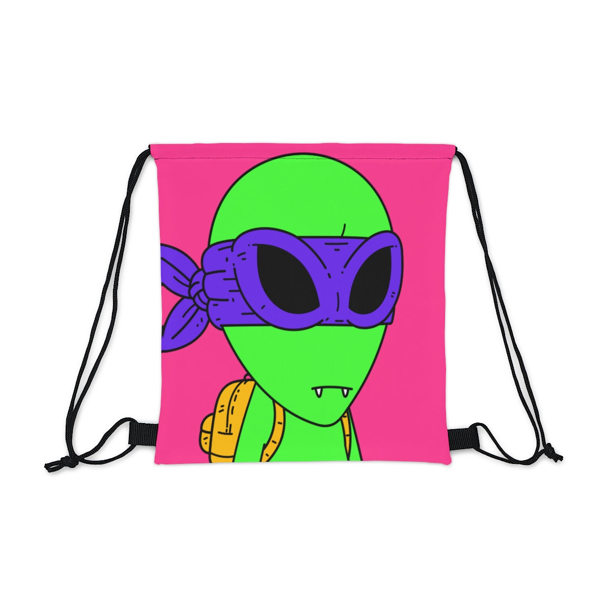 Green Vampire Alien Purple Ninja Mask Mochila amarilla Visitante al aire libre Mochila saco