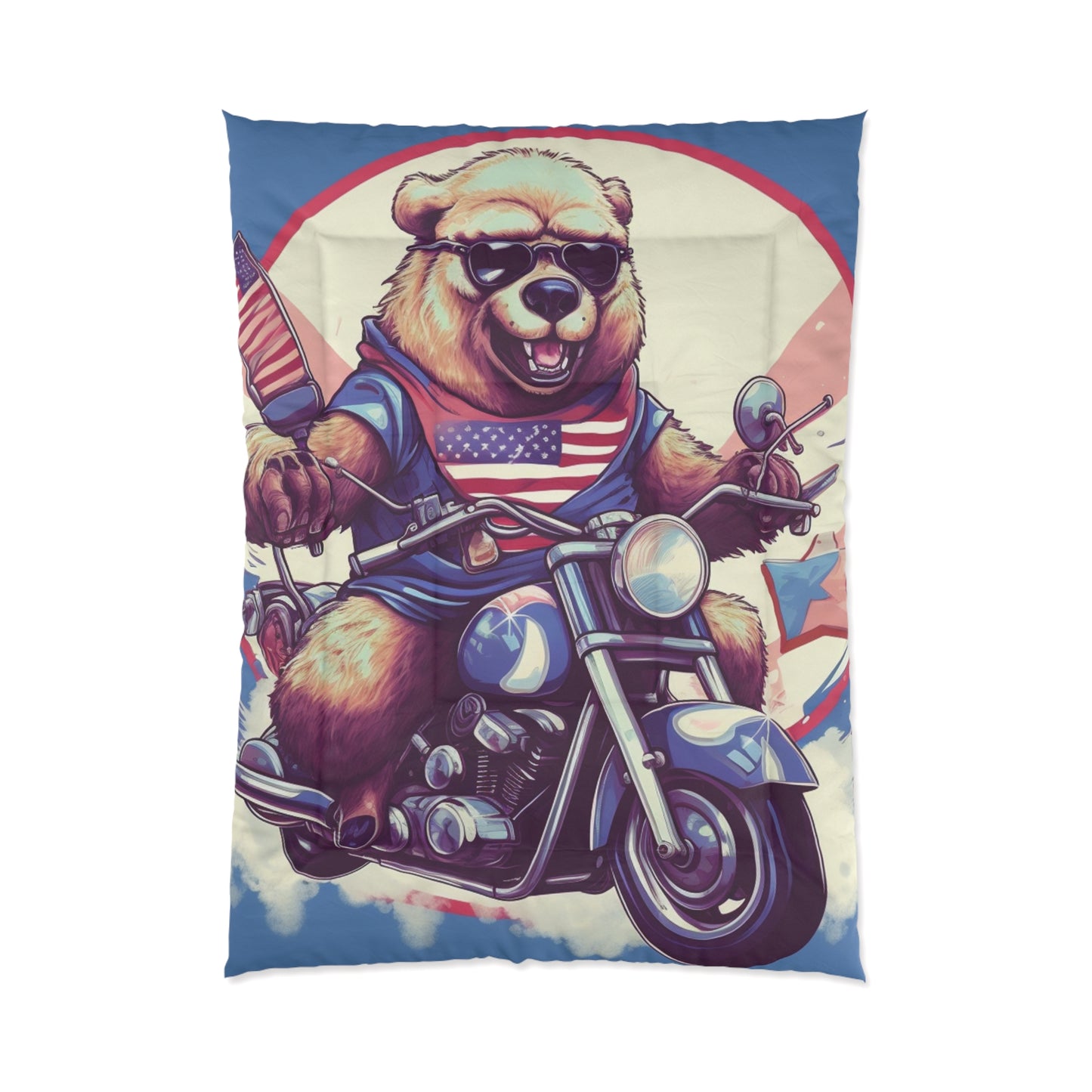 Roaring American Pride: Patriotic Bear 独立記念日 オートバイ アドベンチャー 掛け布団