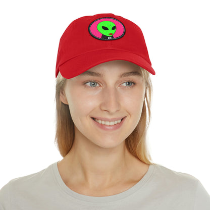 8 Ball Green Alien Lipstick Dad Hat with Leather Patch (Round)