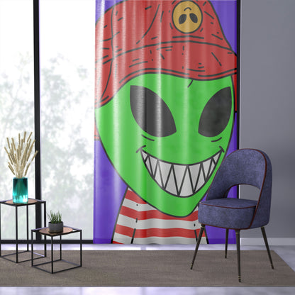 Alien Character Cartoon Big Smile Window Curtain