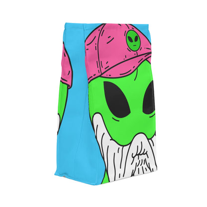 Bearded Green Visitor Pink Alien Hat Cartoon Comic Polyester Lunch Bag