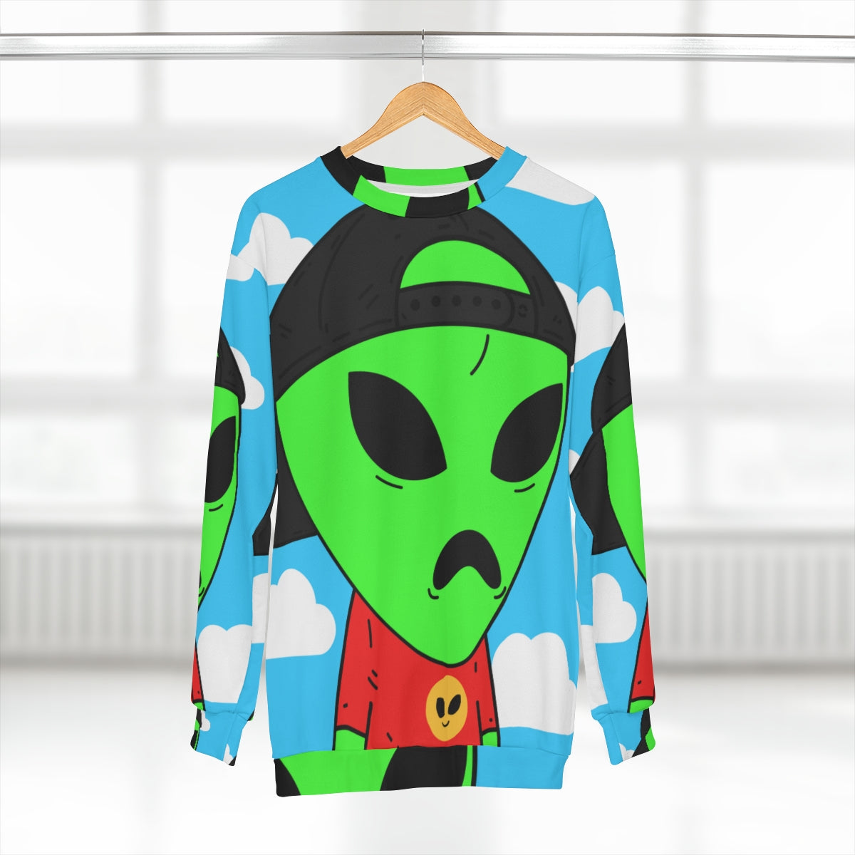 Alien Sky Cloudy Visitante Digital AOP Sudadera unisex 