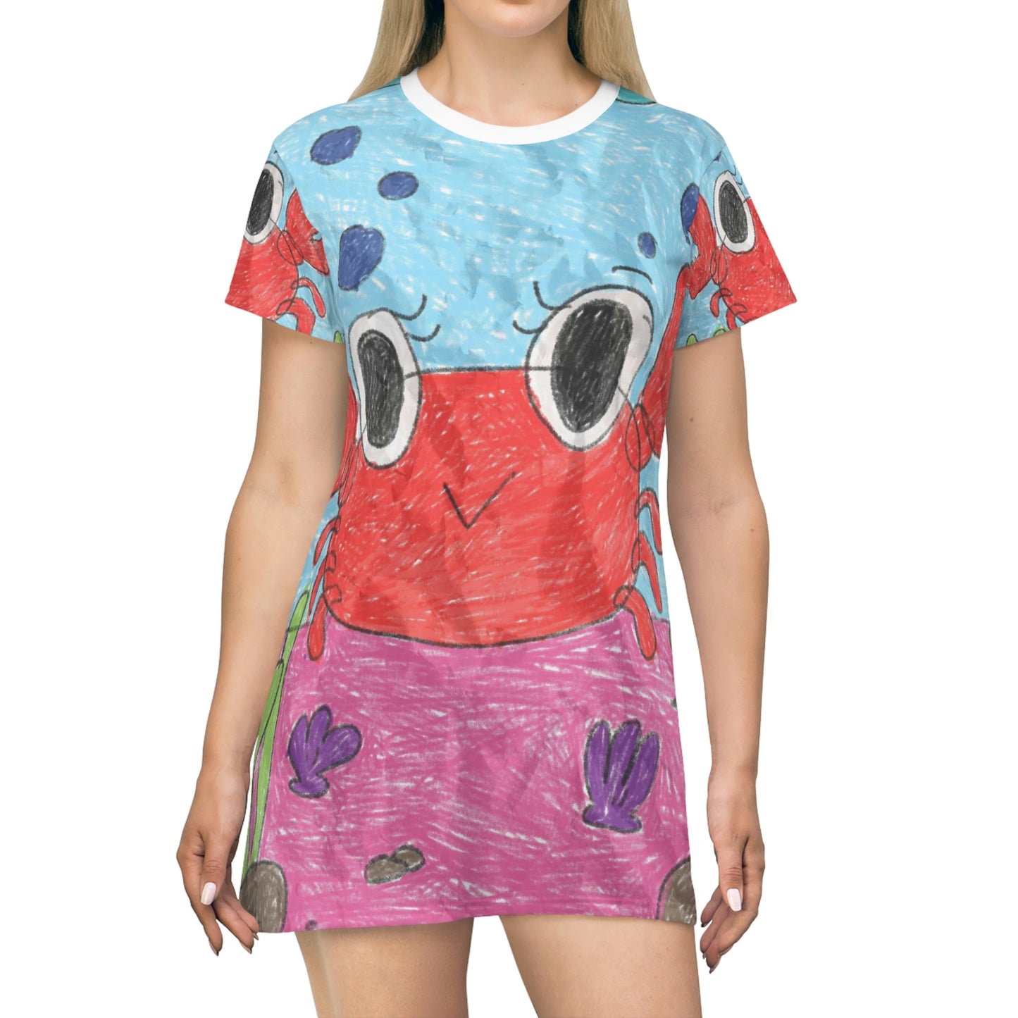 Lobster Crab Graphic Sea Lovers All Over Print T-Shirt Dress