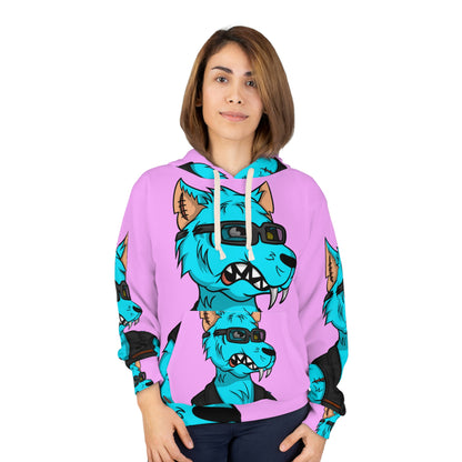 Aqua Blue Fur Animal Dog Wolf AOP Unisex Pullover Hoodie