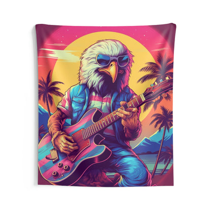 Patriotic Bald Eagle Guitarist USA Band Design Indoor Wall Tapestries