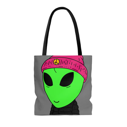 Los visitantes Green Alien Peace Hat AOP Bolsa de tela 