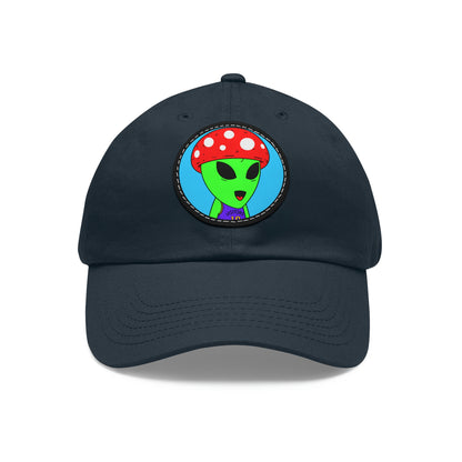 Healthy Sport Jersey Mushroom Alien Dad Hat with Leather Patch (Round)