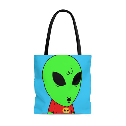 Wow Face Green Alien Visis Red Shirt One Hair AOP Tote Bag