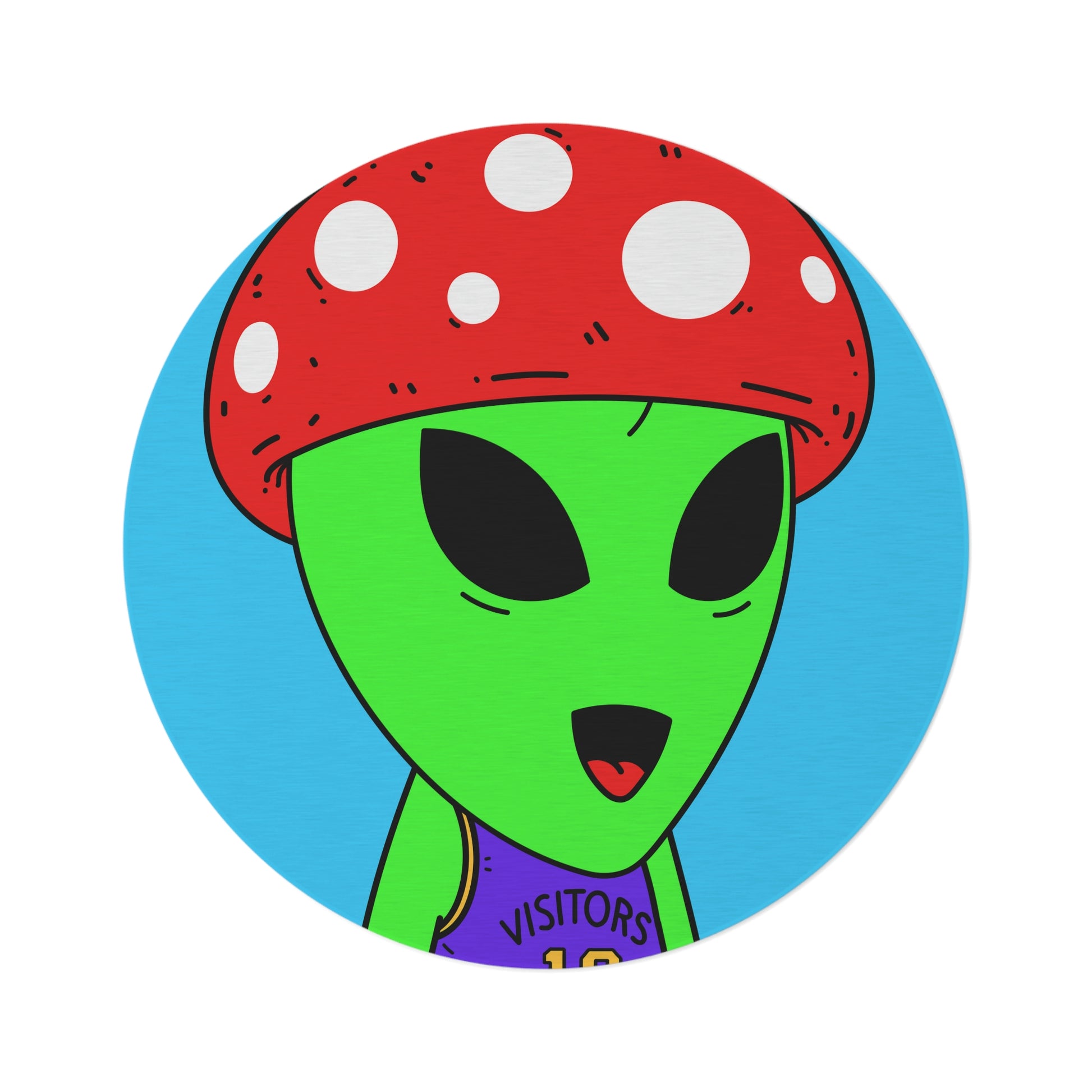 Red Mushroom Head Green Alien Purple Visi sport Jersey Visitor Round Rug - Visitor751