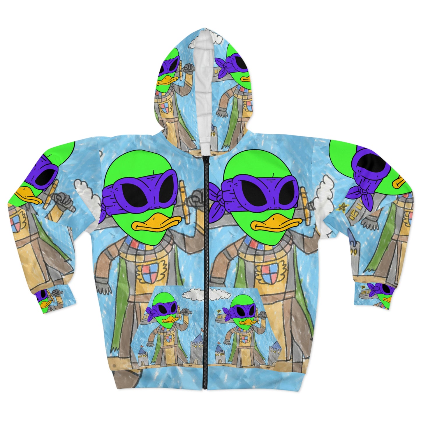 Anime Large Sword Warrior Battle Alien Visitor 751 AOP Unisex Zip Hoodie