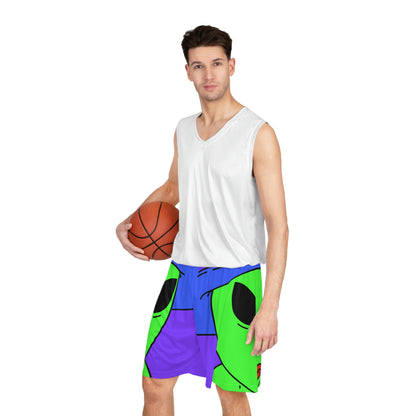 Blue Wizard Hat Alien Muscle Lipstick Green Visitor Basketball Shorts (AOP)