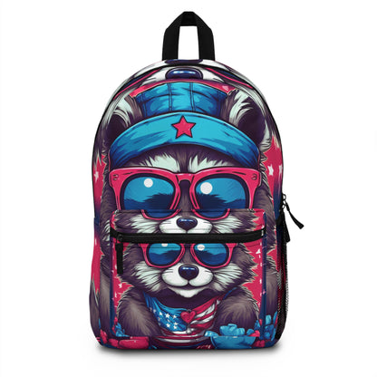 Cute Furry Raccoon Animal USA Flag Style Backpack