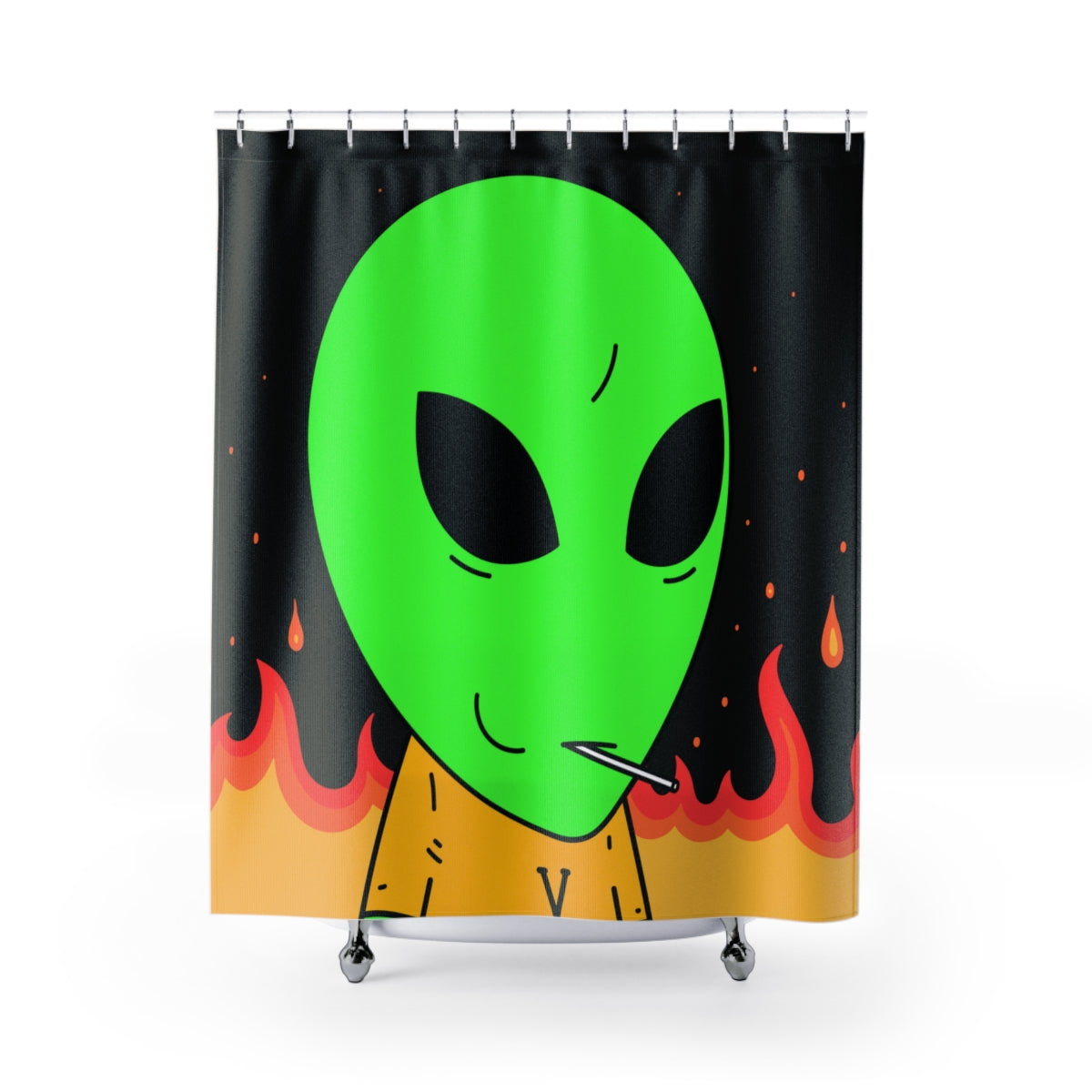 Cortinas de ducha galácticas con llama de fuego, extraterrestre espacial, OVNI, SCI FI, Sucker, visitante