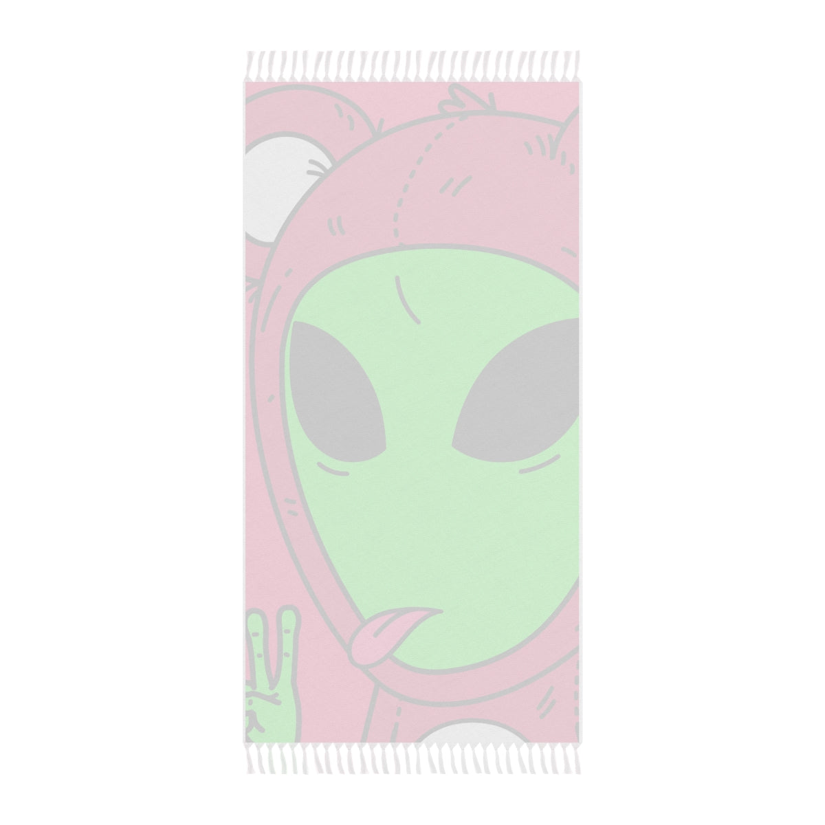 Pink Bear Green Peace Hand Tongue Visitor Alien Boho Beach Cloth