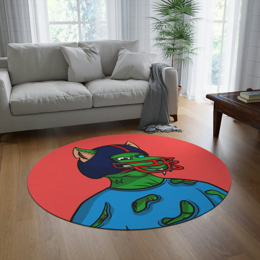 Football Star Hero Were Wolf Cyborg Round Rug