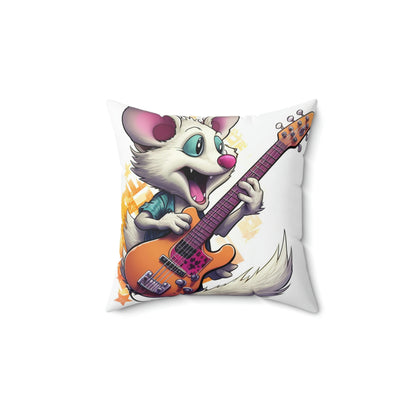 Guitar Player Opossum Cute Animal Graphic Spun Polyester Square Pillow