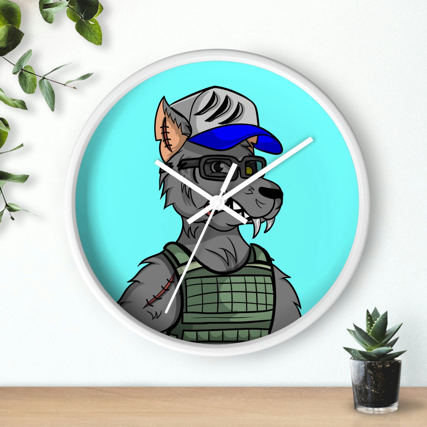 Army Vest Werewolve Cyborg Wolf Wall clock