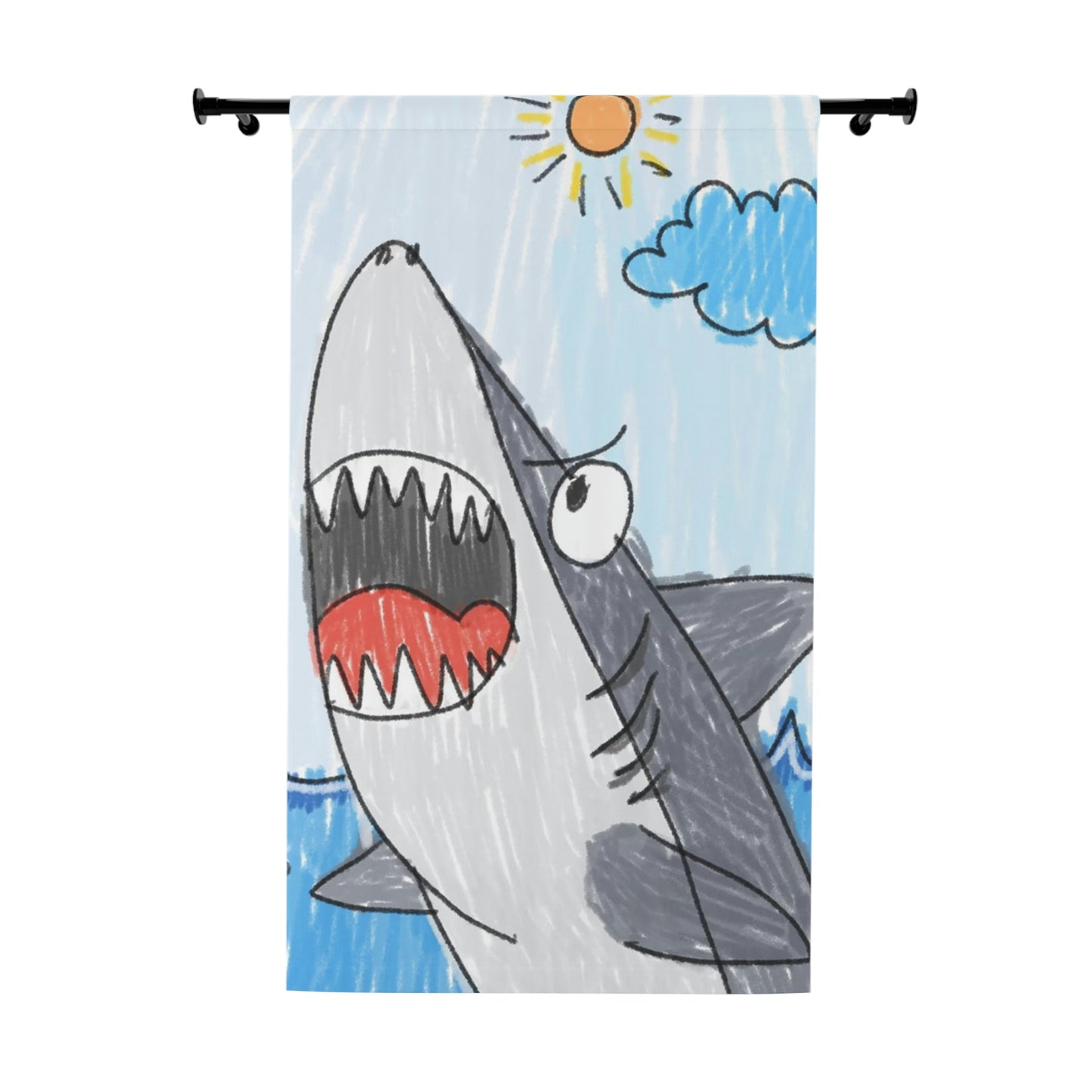 Shark Jaw Teeth Attack Ocean Sea Creature Window Curtains (1 Piece)