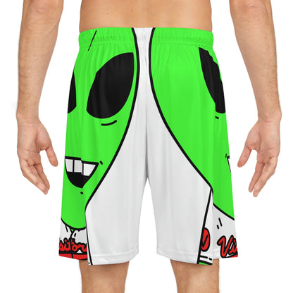 Alien Green Sporty Basketball Shorts (AOP)