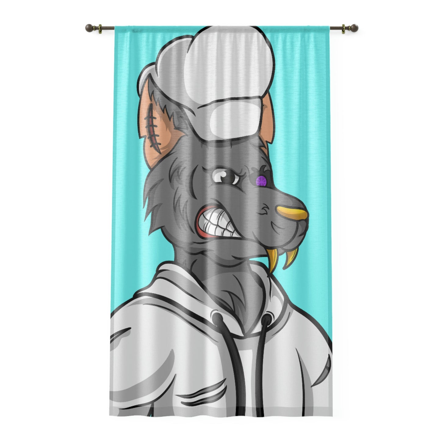 Chief Chef Cook Wolf Werewolve Cyborg Window Curtain