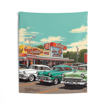 1950s Classic Car Collection Retro Artwork Indoor Wall Tapestries