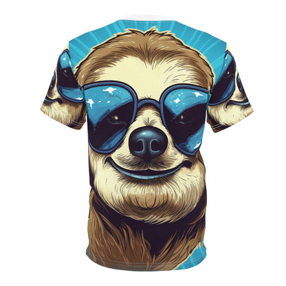 Retro Space Sloth Animal Design Unisex Cut & Sew Tee (AOP)