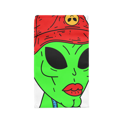 Old Green Alien Strong Chin Red Visi Hat Farmer Trouser Visitor Polyester Lunch Bag