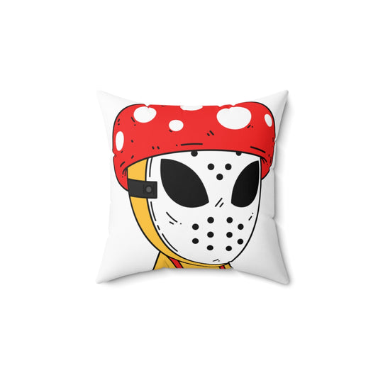 Alien White Hockey Mask Spun Polyester Square Pillow