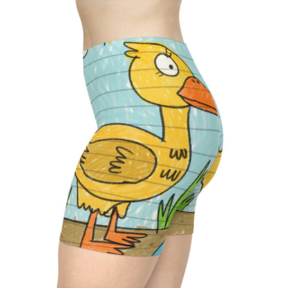 Shorts ciclistas de mujer Yellow Duck Bird Pond 