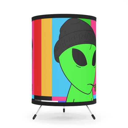 Pipe Smoking Green Alien Black Beanie Tripod Lamp with High-Res Printed Shade, US\CA plug